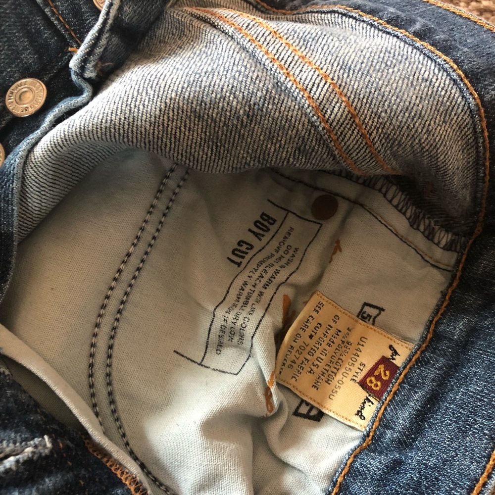 7 for all mankind jeans, boy cut, button fly